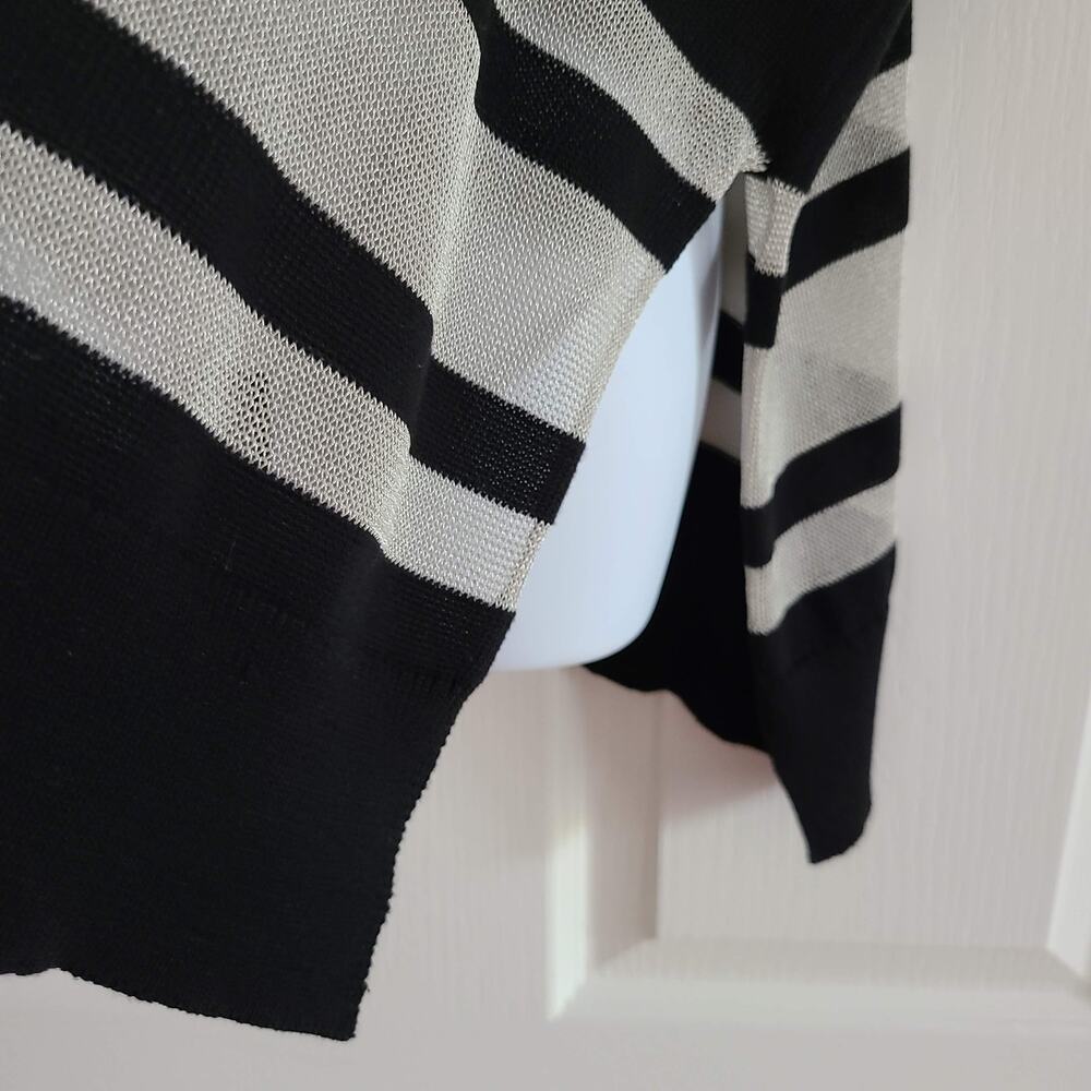 TRINA TURK Dolman Sleeve Semi Sheer Stripe Metallic Sweater Women's Size Small - Picture 4 of 9